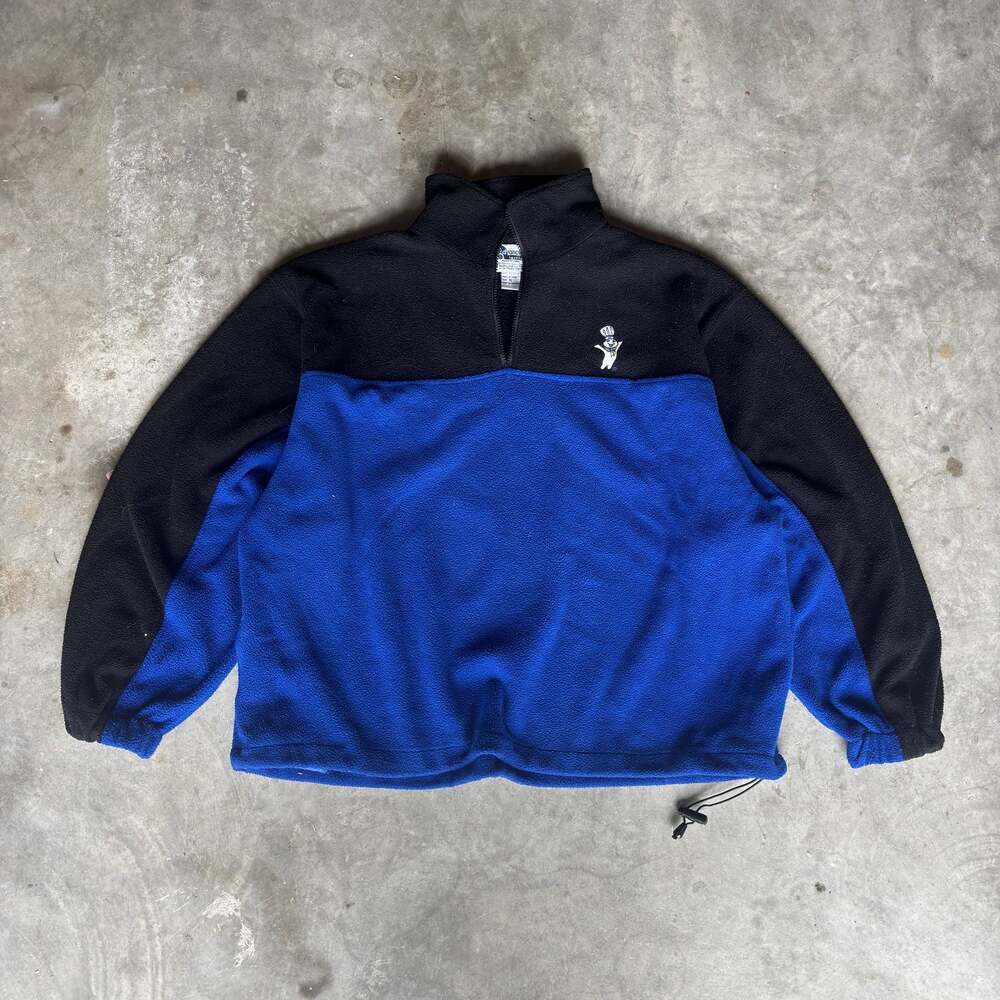 Vintage 1999 Pillsbury Doughboy Quarter-Zip Colorblock Fleece Pullover